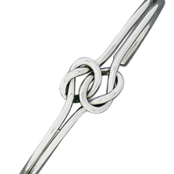 Sterling Silver 925 Double Knot Cuff Bracelet Fits 6 to 7.25" wrist - Picture 1 of 7
